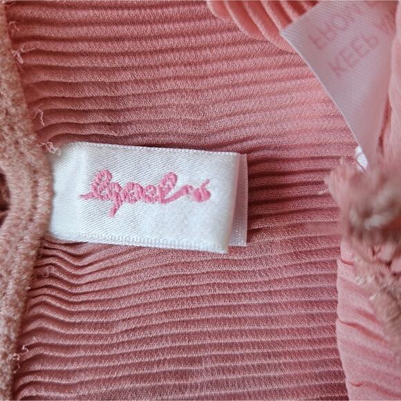 Vintage Pink Accordion Pleated Plunge V NecklineThin Strap Nightie Babydoll Y2K - Picture 12 of 12